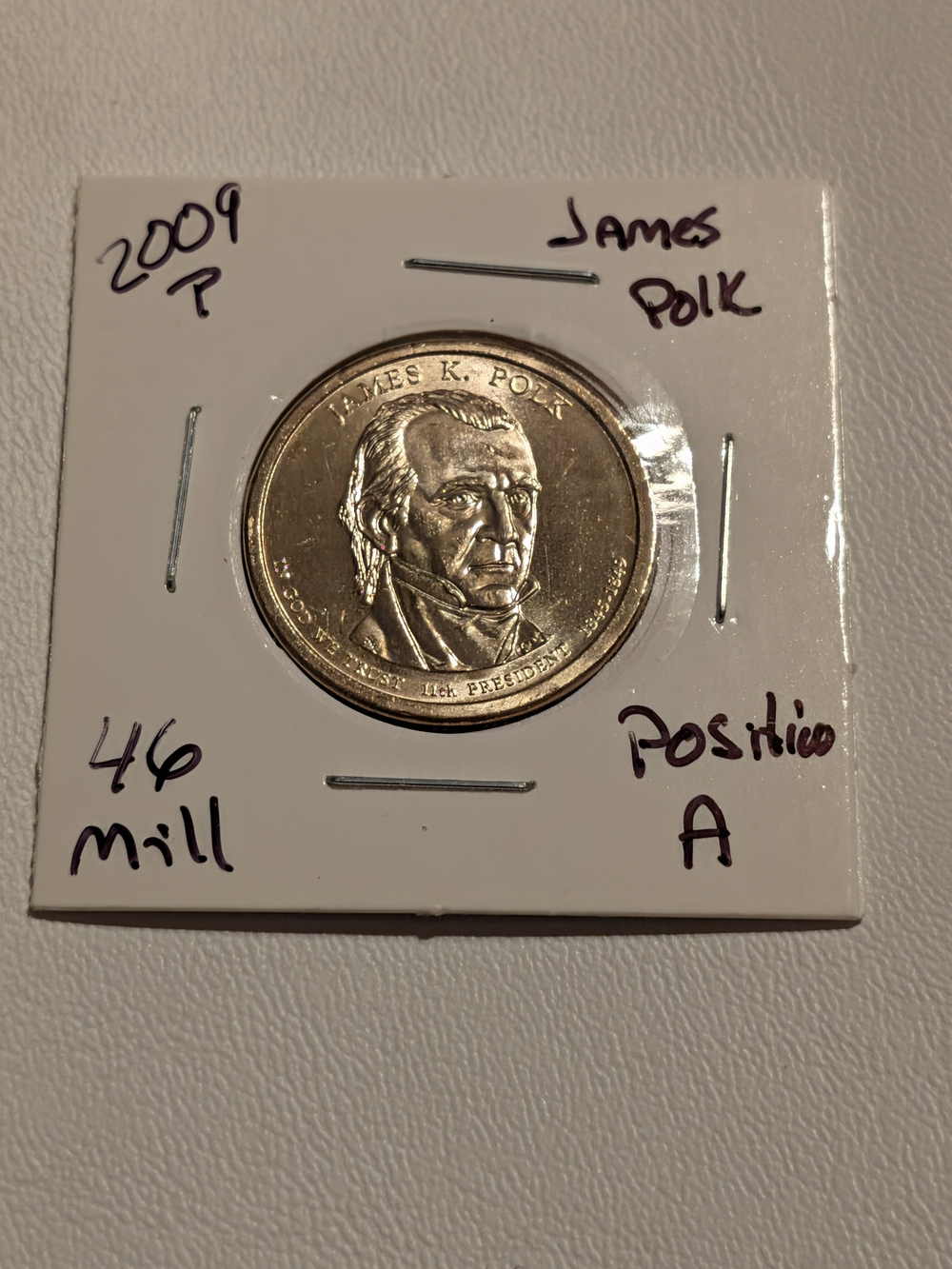 2009 P James Polk Presidential Coin - Gold Tone From A U.S. Mint Roll